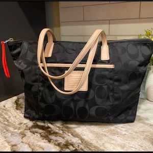 Coach Weekend Signature Nylon East/West Tote 24862 Shoulder Handbag Purse Black